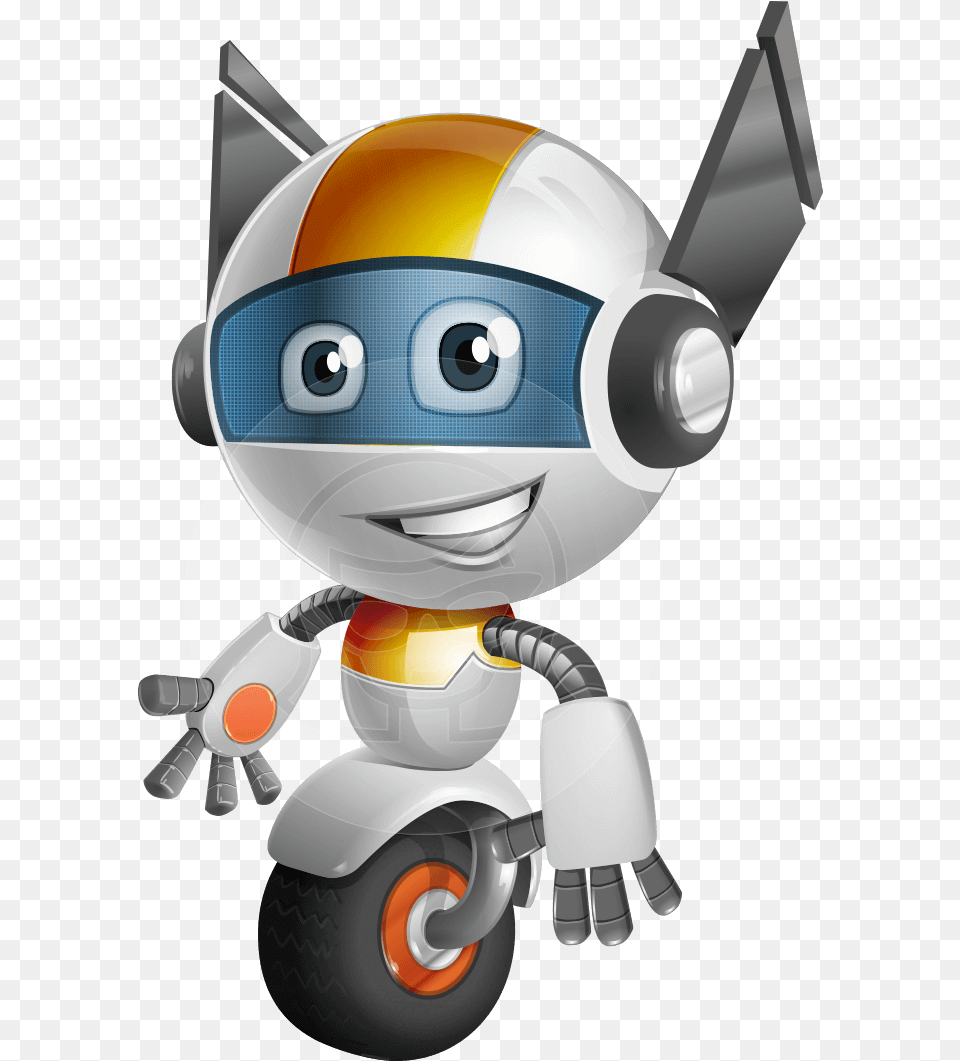 Robot Vector Cartoon Character Design Robot With One Wheel, Machine Free Png Download