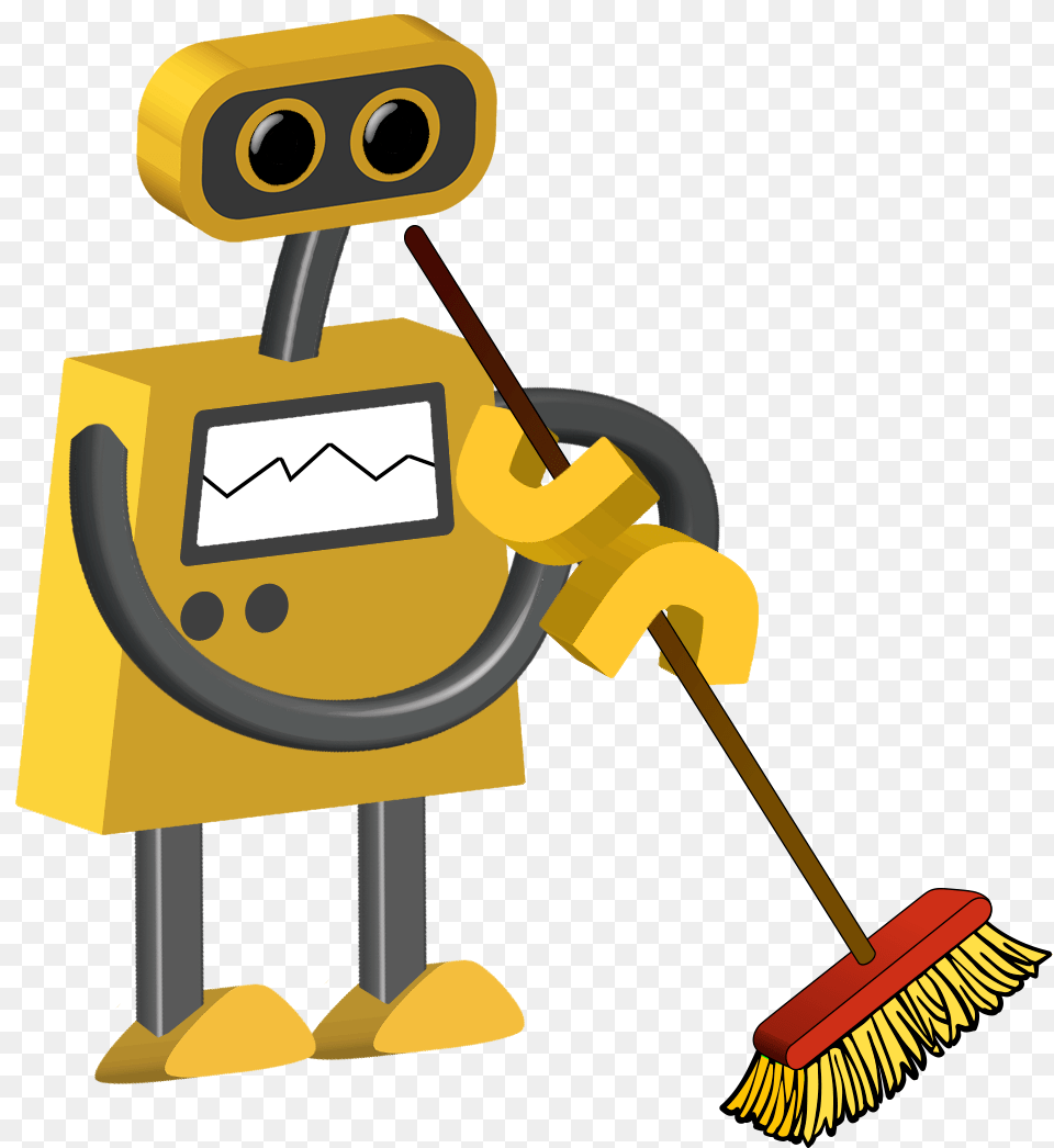 Robot With Clear Background Clipart Cartoons With Transparent Background, Cleaning, Person, Brush, Device Png Image