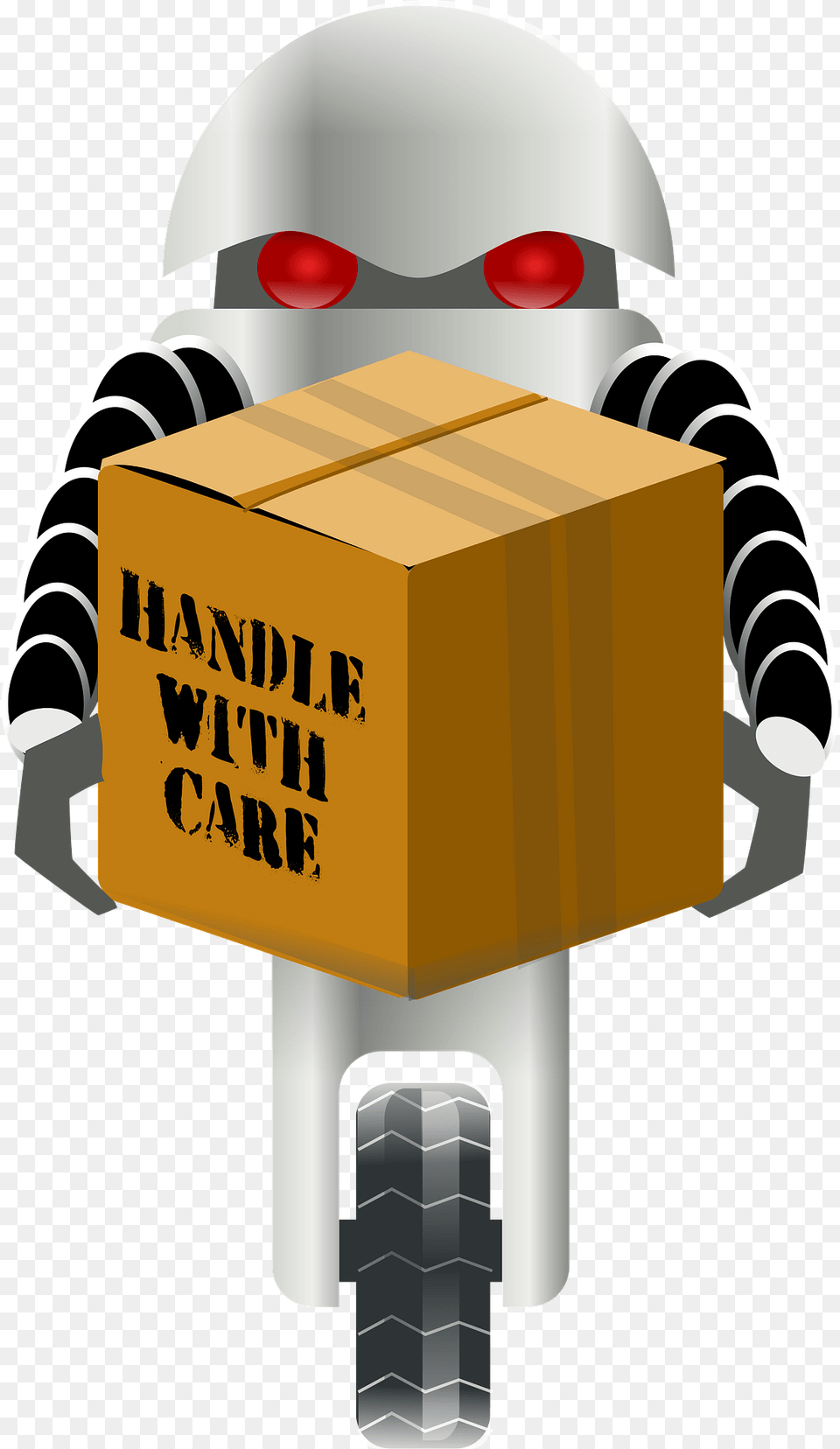 Robot With One Wheel Carrying A Box Clipart, Cardboard, Carton, Package, Package Delivery Free Png Download