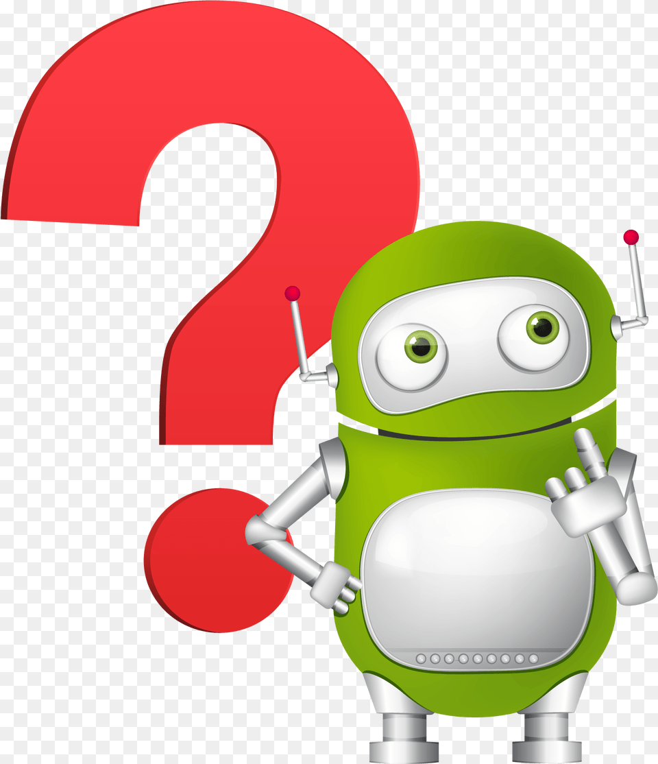 Robot With Question Mark Robs Cartoon Verde E Amarelo, Number, Symbol, Text Free Png Download
