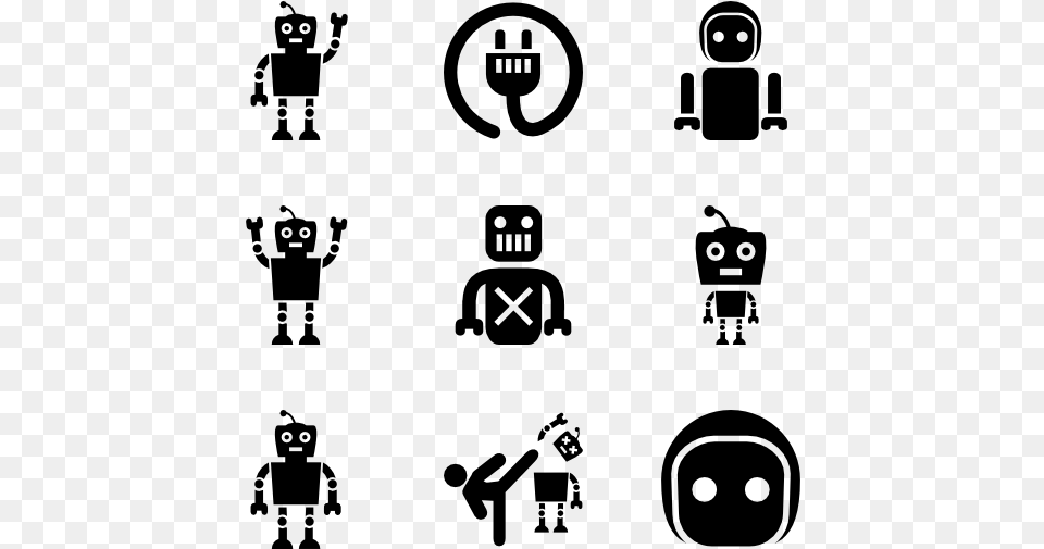 Robot Working Icon, Gray Free Png