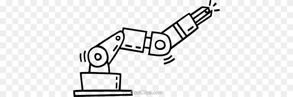 Robotic Arm Royalty Vector Clip Art Illustration Robot Arm Line Art, Construction, Construction Crane Free Png