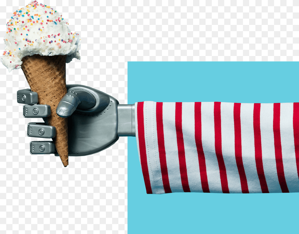 Robotic Hand Holding An Ice Cream Cone Ice Cream Cone, Dessert, Food, Ice Cream, Soft Serve Ice Cream Free Png Download