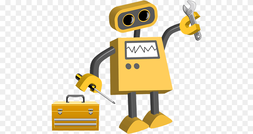Robots Clipart Yellow Transparent Background Robot Cartoon, Bulldozer, Machine Free Png