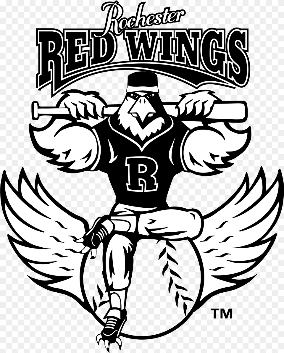Rochester Red Wings Logo Transparent Rochester Red Wings Coloring Pages, Symbol, Emblem, Stencil, Person Png