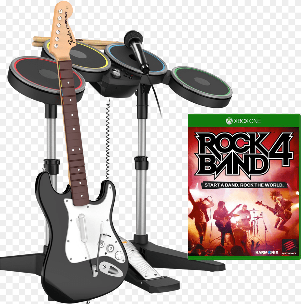 Rock Band 4 Band In A Box Rock Band Xbox One, Guitar, Musical Instrument, Person, Electrical Device Png
