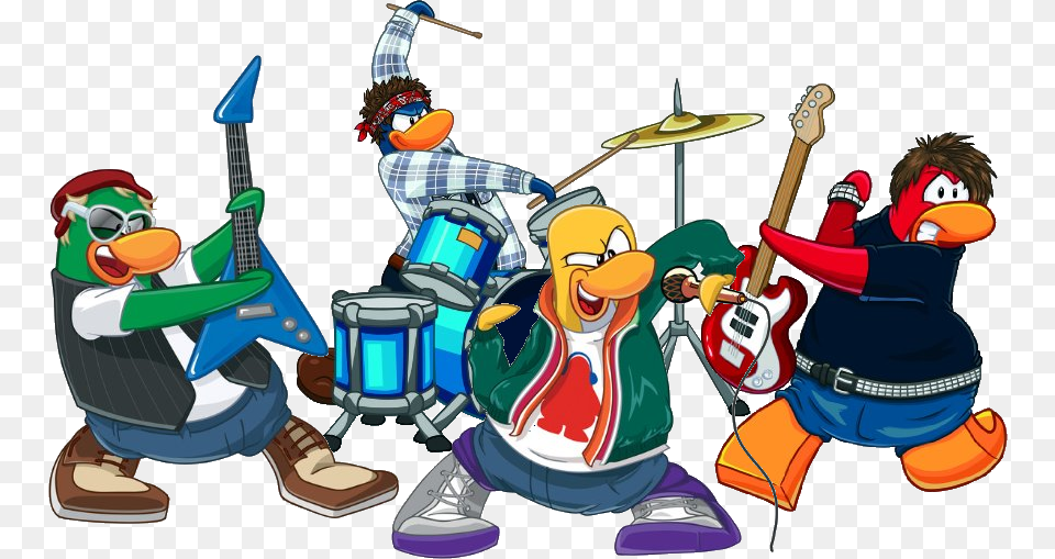 Rock Band Clip Art Cliparts And Others Inspiration Club Penguin G Billy, Person, Group Performance, Performer, Music Free Png Download
