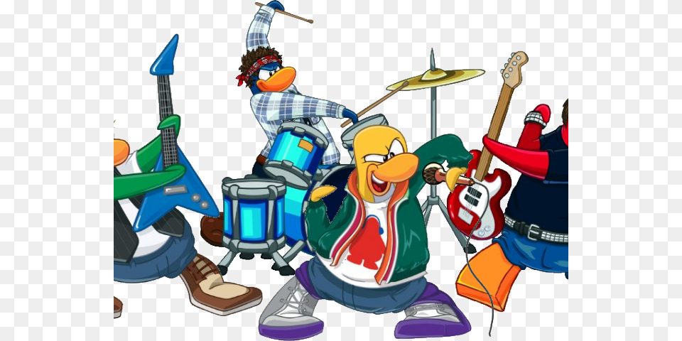 Rock Band Clipart Child Music Penguin Band, Person, Performer, Musician, Musical Instrument Free Png