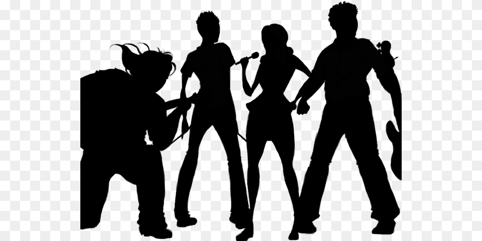 Rock Band Clipart Silhouette Band Playing Silhouette, Outdoors, Nature, Night Png