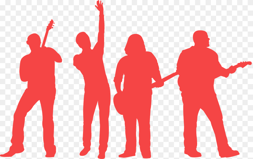 Rock Band Concert Silhouette, Person, Performer, Musician, Musical Instrument Free Png Download