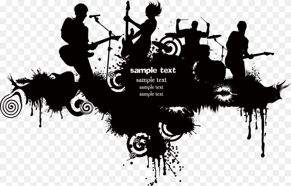 Rock Band Music Band Logo, Silhouette, Person, Performer, Musician Free Png