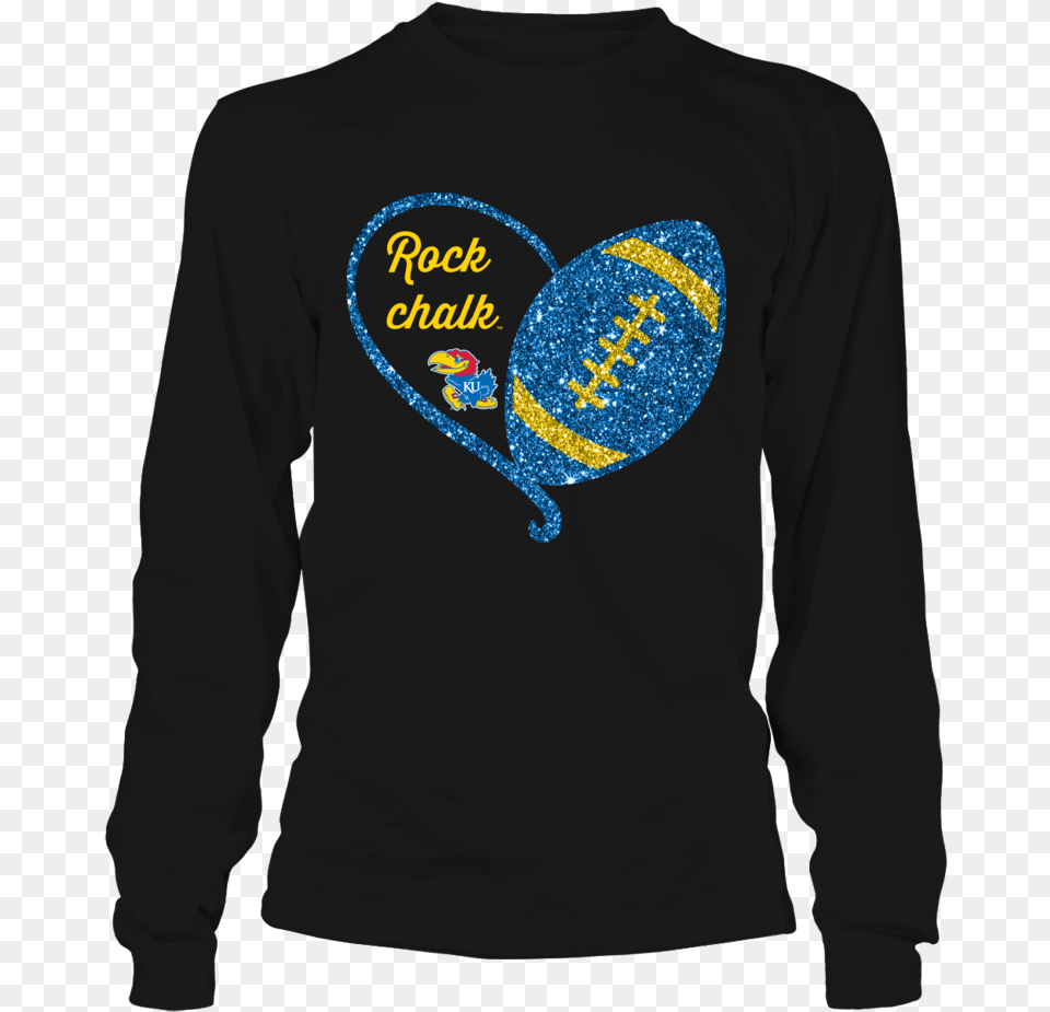 Rock Chalk Half Heart Football Kansas Jayhawks Shirt T Shirt, Clothing, Long Sleeve, Sleeve, T-shirt Free Png Download