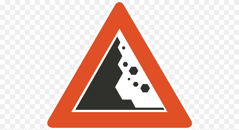 Rock Clipart Falling Rock, Sign, Symbol, Triangle, Road Sign Png Image