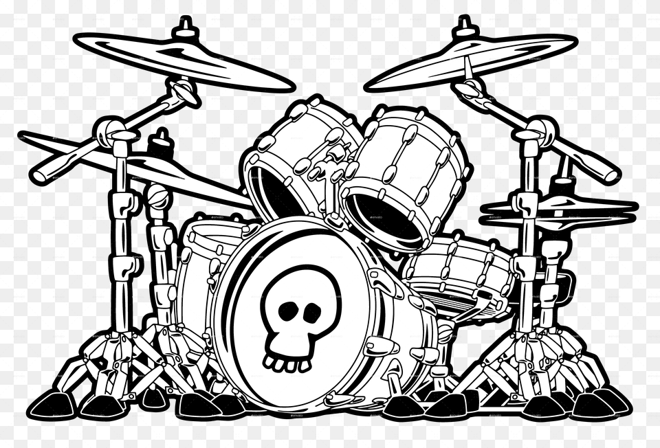 Rock Drum Set Cartoon Vector Illustration Cartoon Drawings Of Drums, Musical Instrument, Percussion, Vehicle, Aircraft Free Png