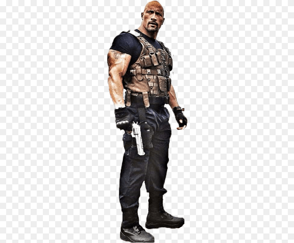 Rock Dwayne Rock Johnson Muscle, Clothing, Vest, Weapon, Firearm Free Png