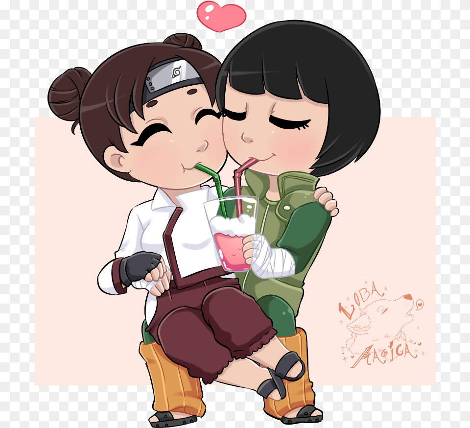 Rock Lee Y Tenten Chibi, Book, Comics, Publication, Baby Free Png Download