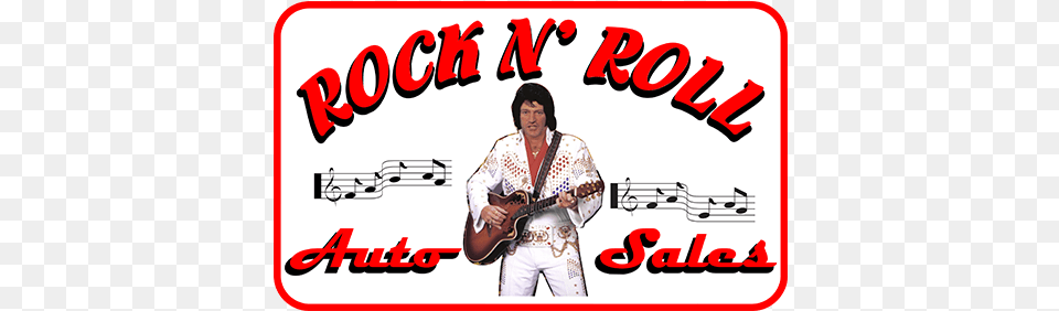 Rock N Roll Auto Sales Poster, Guitar, Musical Instrument, Person, Adult Png