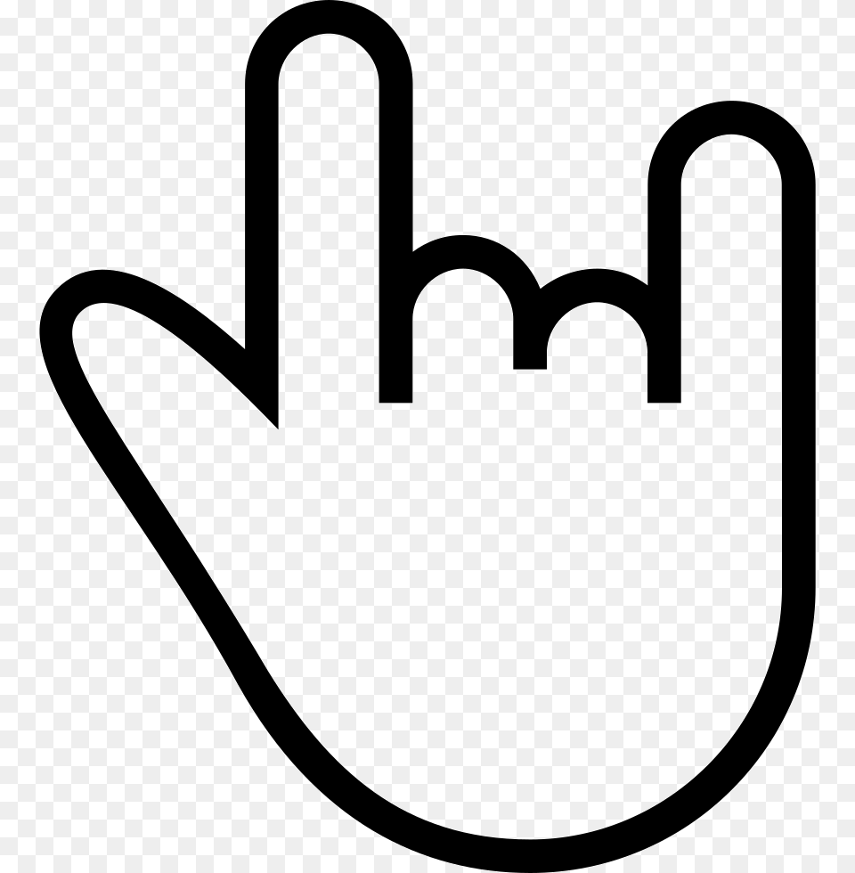 Rock N Roll Gesture Outlined Hand Symbol Rock Hand Sign, Clothing, Glove, Stencil, Hat Free Png