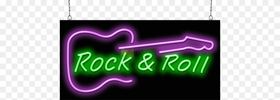 Rock N Roll Guitar Neon Sign Neon Sign, Light Free Png Download