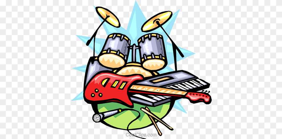 Rock N Roll Musical Instruments Band Clip Art, Guitar, Musical Instrument, Lighting, Graphics Free Png Download