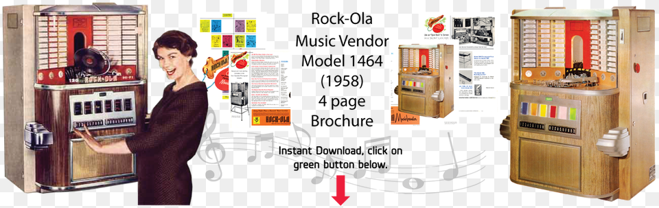 Rock Ola Music Vendor Model 1464, Person, Machine, Face, Head Png Image
