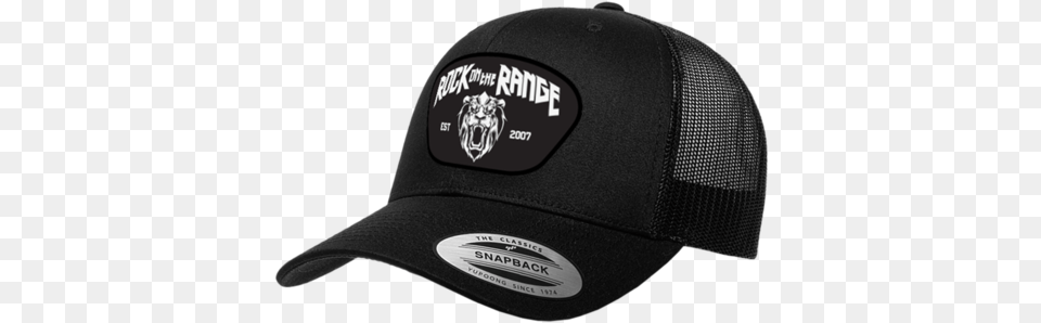 Rock On The Range Lion Crest Trucker Hat Flexfityupoong Retro Trucker Hat Black, Baseball Cap, Cap, Clothing Free Png Download