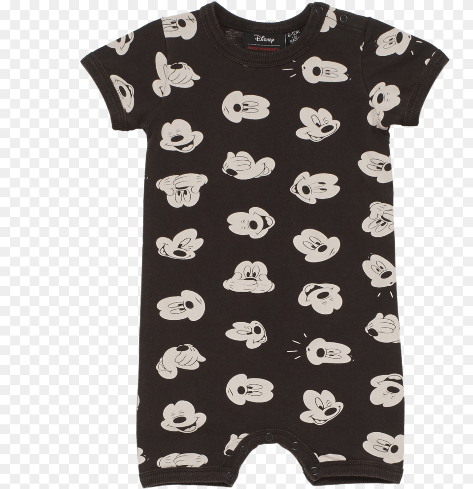 Rock Your Baby Mickey Visage Ss Playsuit, Clothing, T-shirt, Shirt, Pajamas Free Transparent Png