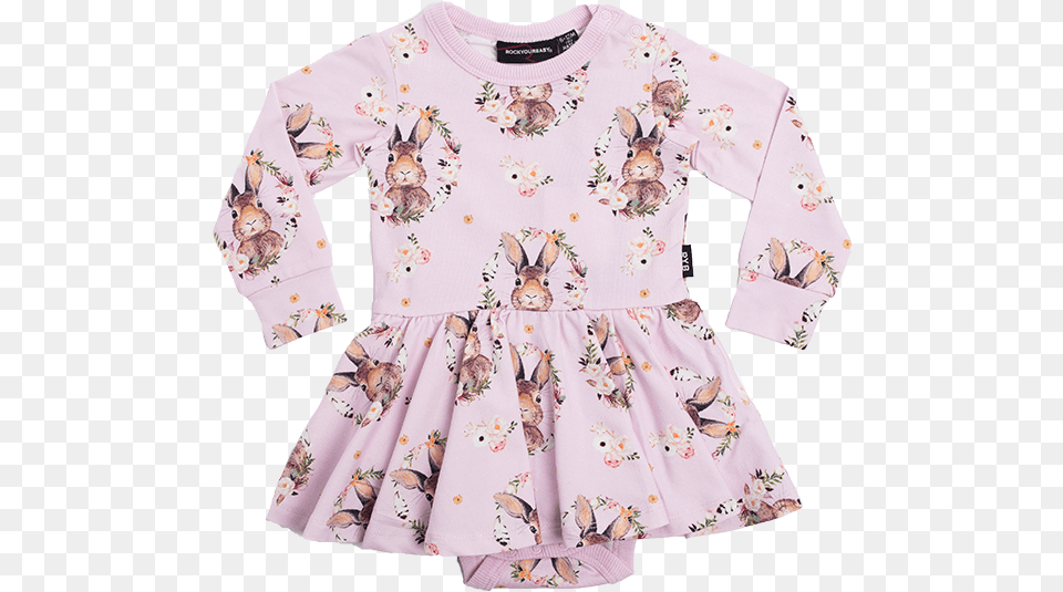 Rock Your Baby Some Bunny Ls Waisted Dress Rose, Clothing, Long Sleeve, Sleeve, Blouse Png Image