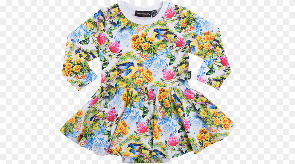 Rock Your Kid Bird Bloom Dress Day Dress, Art, Pattern, Graphics, Floral Design Png Image