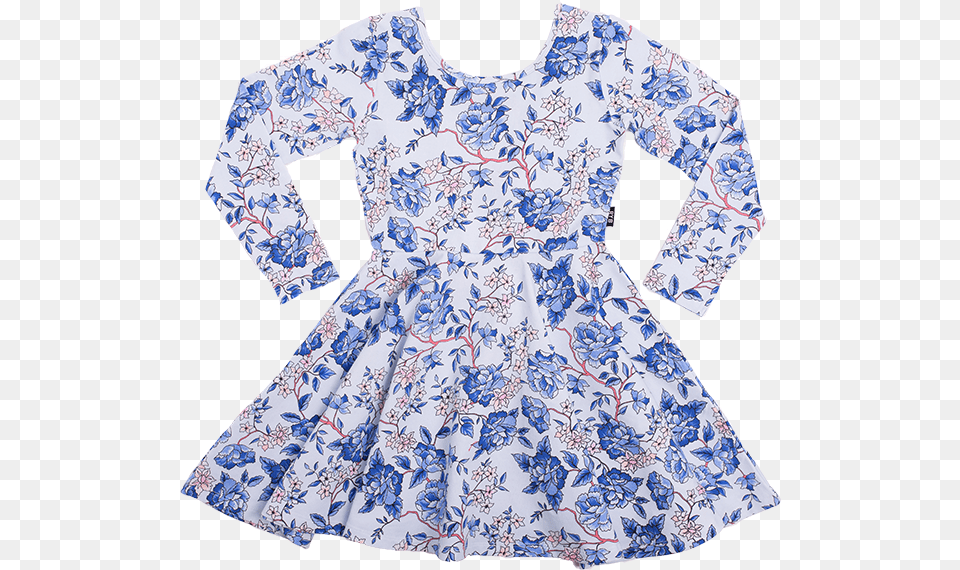 Rock Your Kid Oriental Floral Ls Mabel Dress Dress, Clothing, Long Sleeve, Pattern, Sleeve Free Png Download