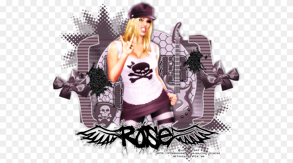Rocker Chick Rose Illustration, Woman, Person, Female, Adult Png