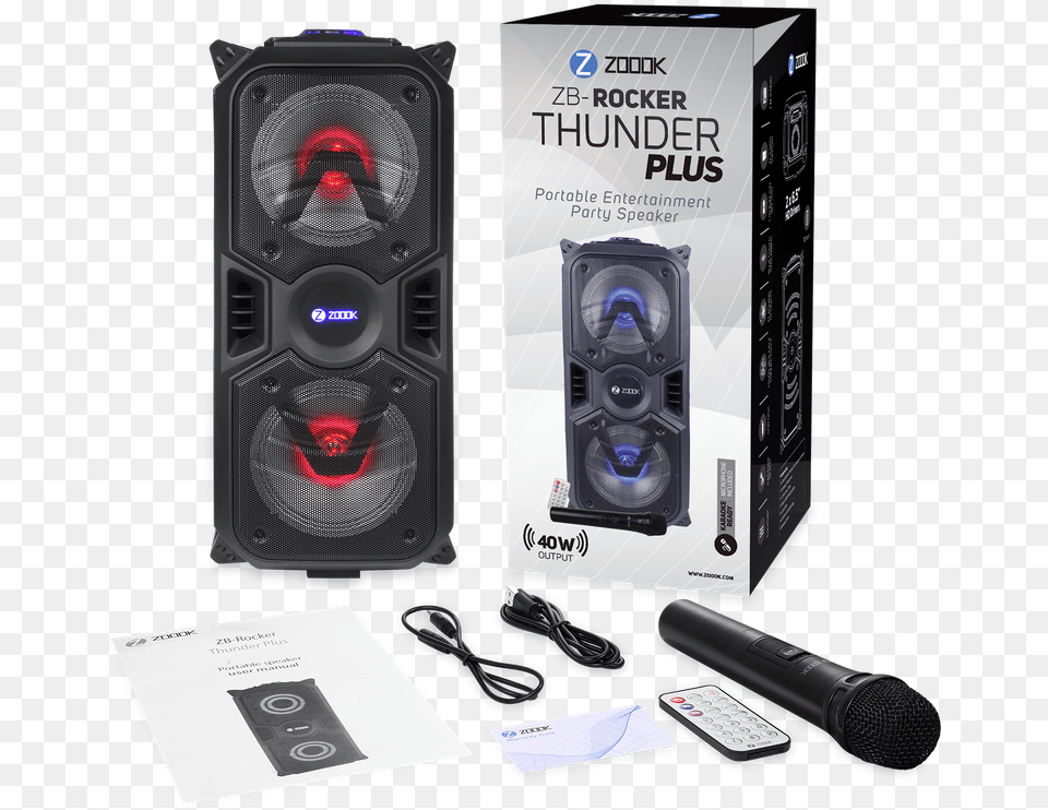 Rocker Thunder Plus Zoook Rocker Thunder Plus 40w Bluetooth Party Speakers, Electronics, Speaker, Light, Electrical Device Free Png