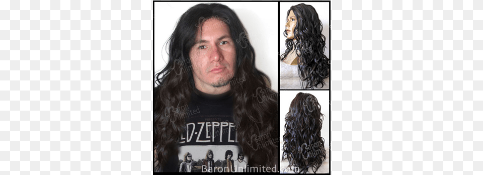 Rocker Wig Ouge Led Zeppelin, Black Hair, Person, Hair, Adult Png Image
