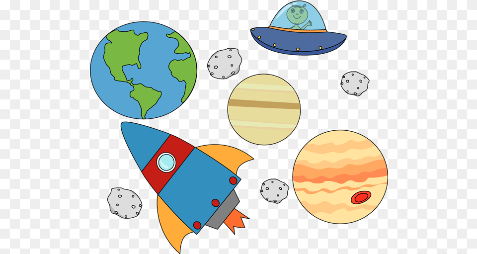 Rocket And Ufo Flying Through Space Vocabulary For Kids, Astronomy, Outer Space, Planet, Animal Png Image
