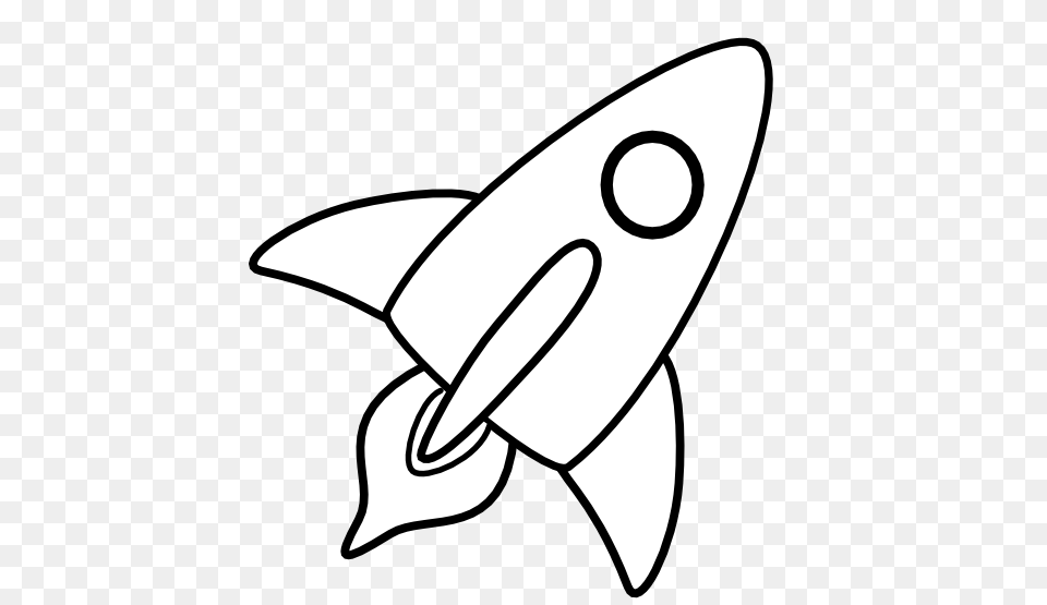 Rocket Drawing Spacecraft Black And White Clip Art, Stencil, Animal, Sea Life, Fish Free Png