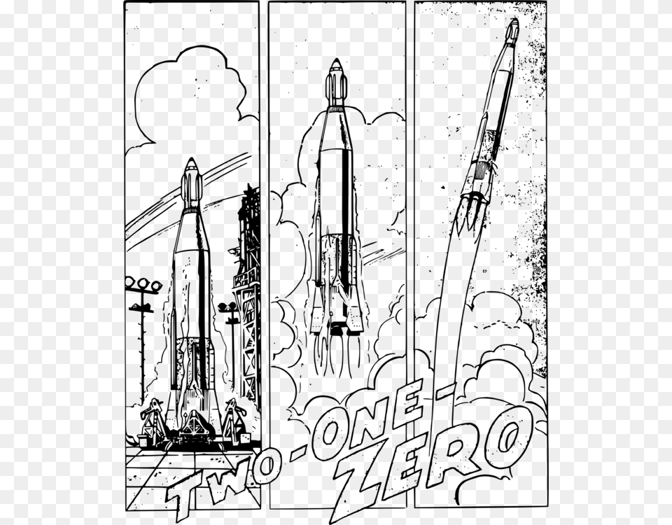 Rocket Launch Drawing Takeoff Spacecraft Rocket Launch Drawing, Gray Png Image