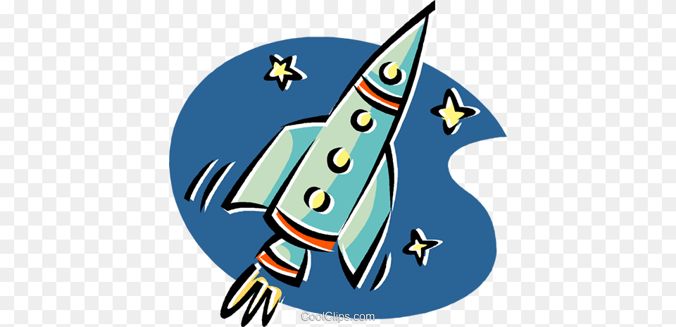 Rocket Ship Flying Through Space Royalty Free Vector Clip Art, Weapon, Animal, Fish, Sea Life Png Image