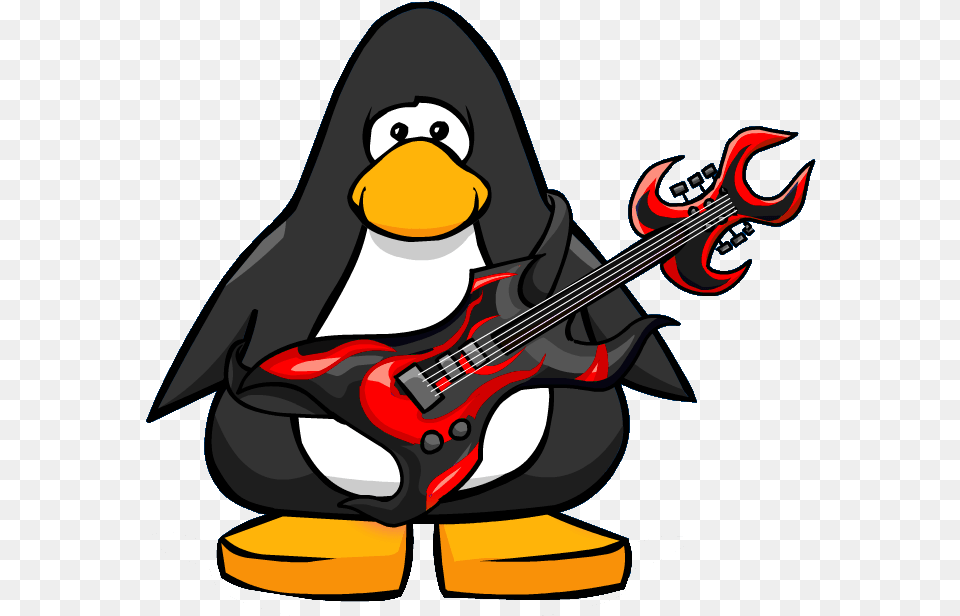Rockin Club Penguin Clown Penguin, Guitar, Musical Instrument, Vehicle, E-scooter Png Image