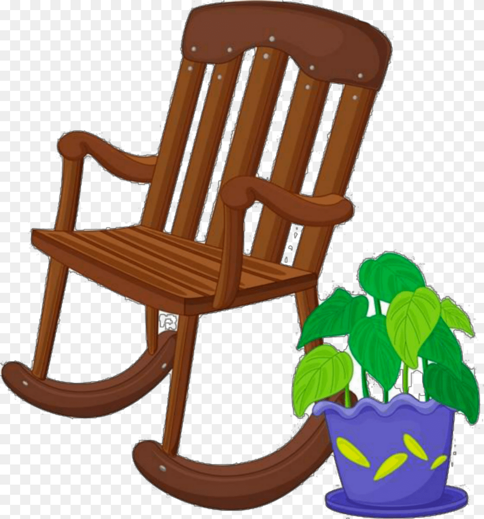 Rocking Chair Cartoon, Furniture, Rocking Chair, Plant Free Png Download