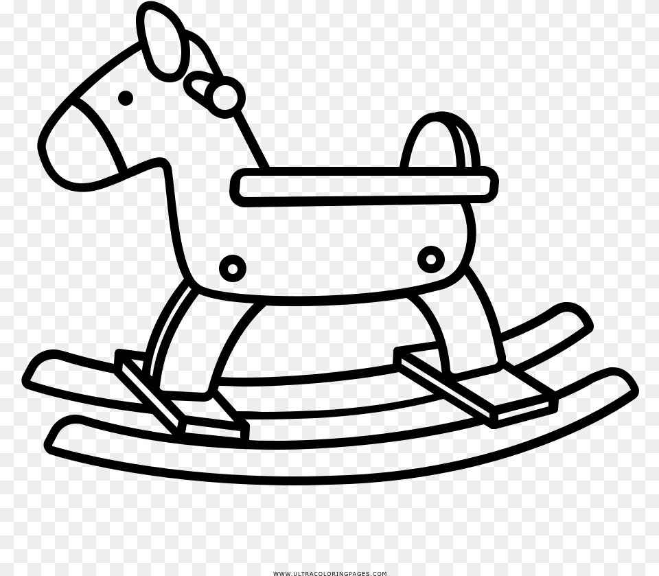 Rocking Horse Coloring, Gray Free Transparent Png