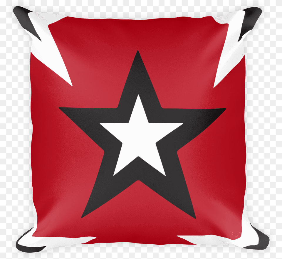 Rockstar Black And White And Red Square Pillow 18quot Throw Pillow, Cushion, Flag, Home Decor, Star Symbol Png