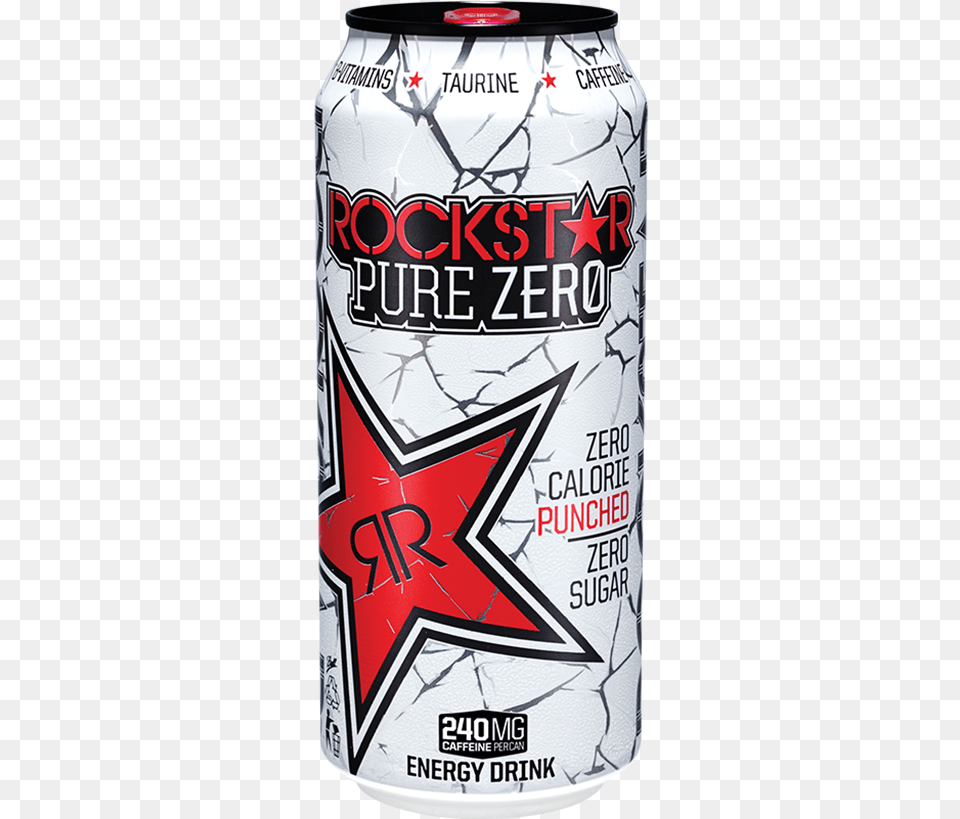 Rockstar Pure Zero Silver Ice Energy Drink 16 Oz Cans, Alcohol, Beer, Beverage, Can Png