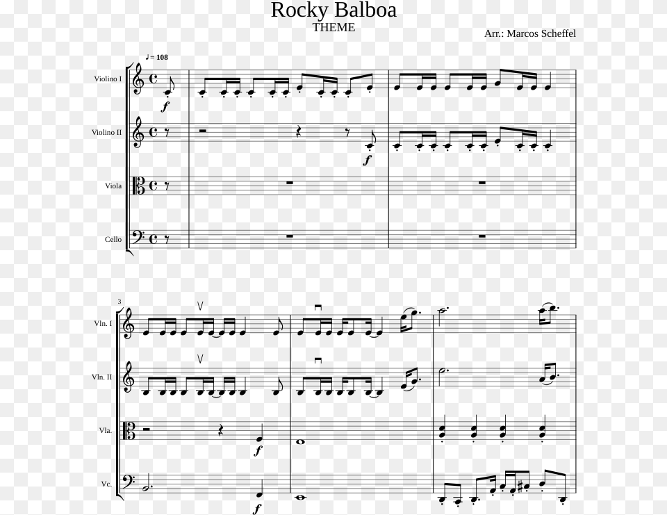 Rocky Balboa Theme Piano Sheet Music, Gray Free Png