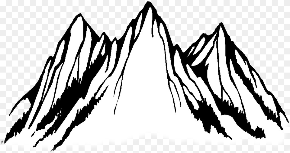Rocky Mountain Creative Clip Art Black And White Mountain, Mountain Range, Nature, Outdoors, Peak Free Png Download