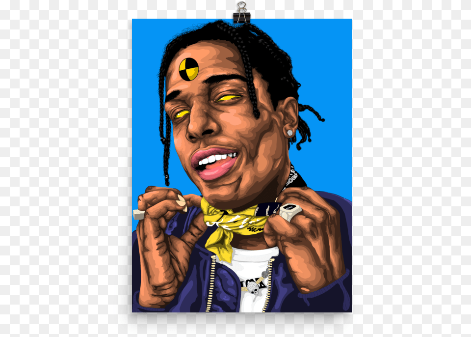 Rocky Premium Luster Poster Asap Rocky Cartoon, Adult, Person, Hand, Finger Free Png
