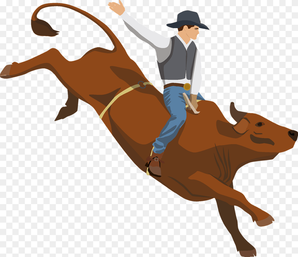 Rodeo Clipart, Animal, Bull, Mammal, Person Free Transparent Png