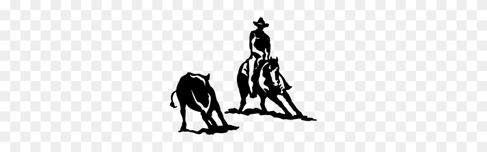 Rodeo Cowboy And Cutting Horse Sticker, Stencil, Adult, Male, Man Free Transparent Png