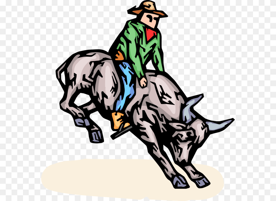 Rodeo Cowboy Rides Bronco Bull, Animal, Mammal, Person, Baby Free Png