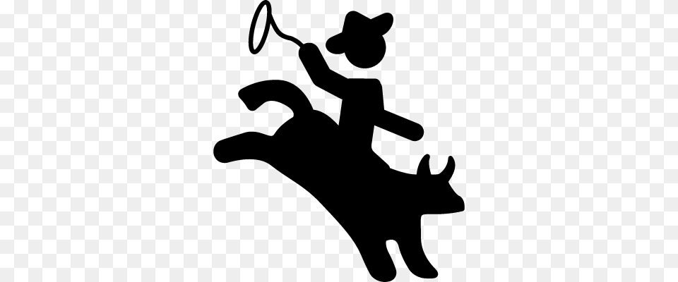 Rodeo Silhouette Of A Mammal With A Cowboy Riding On Him, Gray Free Png Download