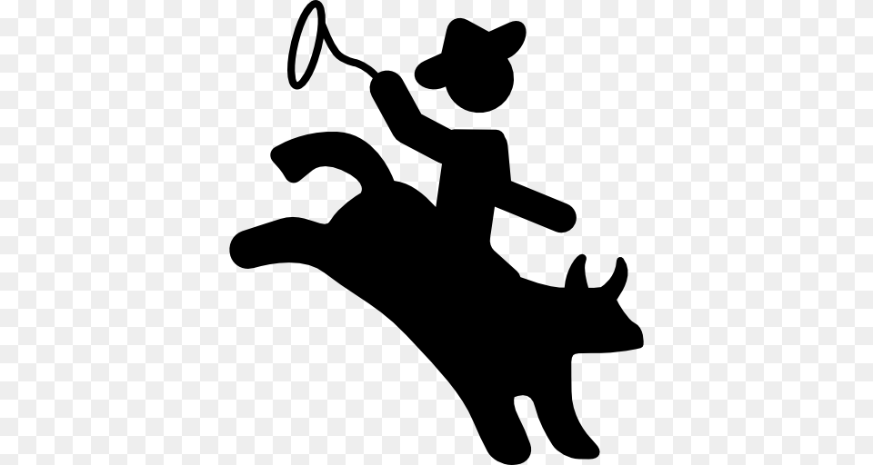 Rodeo Silhouette Of A Mammal With A Cowboy Riding On Him, Clothing, Hat, Sport, Badminton Free Png Download